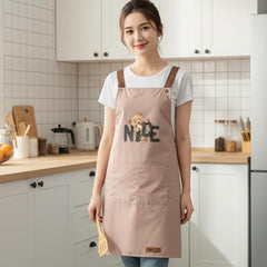 MOMISY Kitchen Apron – Adjustable Cooking Apron with Straps & Front Pockets (Peach)