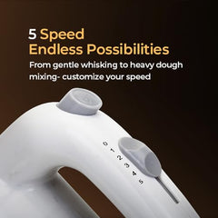 KENT 150W, 5 Speed Control, Copper Motor, Multiple Beaters, Overheating Protection, Food Grade Plastic Body Hand Blender (White)