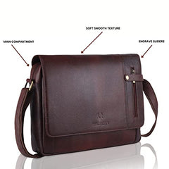 WildHorn Genuine Leather Laptop Messenger Bag for Men | Stylish Office Bag with a Padded Laptop Compartment & Adjustable Strap | Designed to Fit Laptops up to 14 Inches | Backed by a 1-Year Warranty