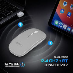 Geonix Opal A11 Optical Wireless Mouse | High Precision Tracking, Silent Click, 3 DPI Modes, Type-C Rechargeable, 10 m Range, 4-Button Ergonomic Design