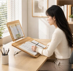 Sunchhaya Acrylic Book Stand for Reading – Clear Adjustable Book Holder with 360° Rotating Base, Foldable Reading Stand for Desk, Cookbook, Tablet & Laptop Stand, Height & Angle Adjustable (R22H)