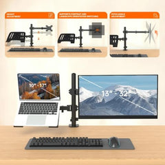 GITRU Height Adjustable Monitor Stand with Laptop Notebook Stand Monitor Mount for 13'-27'' Screen | Tilt Swivel