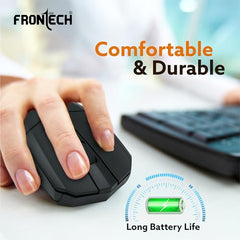 FRONTECH Wired Keyboard and Mouse Combo | Membrane Keys with Retractable Stands | USB Plug & Play | Ergonomic & Comfortable Design | 1 Year Warranty (1692, Black)