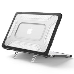 ProElite Transparent Case for MacBook Neo 13 inch 2026 Model Touch ID, Heavy Duty Honeycomb Hard Shell with Slim TPU Bumper and Fold Kickstand, Dark Blue