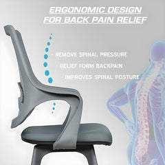 MRC Mono Ergonomic Office Chair (Mid-Back) – Revolving Breathable Mesh Desk Chair for Work from Home & Study–Lumbar Support & Heavy Duty Nylon Base (Grey & White)