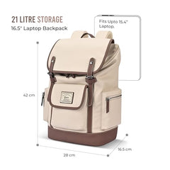 Gear Classic 16.5"/21L Medium Water Resistant Faux Leather Anti Theft Knapsack | Laptop Bag | Casual Bag | Travel Bag for Men/Women (Green - Brown)