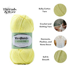 Vardhman Threads Cotone DK Weight Yarn - 51% Cotton 49% Acrylic Blend - 100g Ball 250m Length - Perfect for Knitting Crochet Amigurumi (Turquoise Blue)