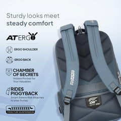 American Tourister Jit+ 2.0 Style 02, 25L Office 3 Compartment Laptop Backpack With Cable Organizer Pouch, USB Charging Port, Trolley Strap & Rain Cover For Unisex, Men & Women - Deep Blue