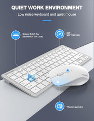 TECKNET Wireless Keyboard and Mouse Combo, Mini Cordless Computer Keyboard and Mouse Set 2.4GHz, Silent Adjustable 1600 DPI, Quiet Click, Lag-Free for Computer, Laptop, PC, Windows, Mac, Chrome OS