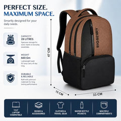 BIGBERRY Rodeo 2.0 Leatherite Faux Leather Laptop Backpack for Men & Women | Water Resistant 2 Compartment Casual Daypack | 15.6 Inch Laptop Bag for Office, College, Travel & Daily Use, Navy Blue
