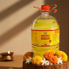 Om Shanthi POOJA MADE PURE Cycle Pure Om Shanthi Puja Oil, Blend Of 5 Puja Oils With Jasmine Fragrance for Daily Puja, Festivals - Pack Of 2 (1 litre per Pack)