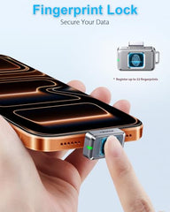 TWOPAN 512GB Nano SSD with Fingerprint Lock, External SSD Hard Drive Storage for Steam Deck, PS5, Selfie Stick, Android, iPad, iPhone 16/15, MacBook, Travel and Backup