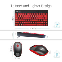 Portronics Key2 Combo Wireless Keyboard and Mouse Set,with 2.4 GHz USB Receiver,Silent Keystrokes,1200 DPI Optical Tracking,Compact Design,Multimedia Keys for PC,Laptop & USB Supported Devices(Grey)