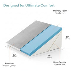 Orthowala Premium Adjustable Bed Wedge Pillow with Headrest – Memory Foam Support for Acid Reflux, Snoring, Back & Leg Pain – 2 Years Warranty