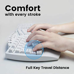 Perixx PERIBOARD-612W Wireless Ergonomic Split Keyboard with Dual Mode 2.4G and Bluetooth Feature, Compatible with Windows 10 and Mac OS X System, White, US English Layout