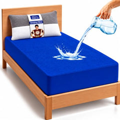 GADDA CO 100% Waterproof Premium Cotton Feel Mattress Protector King Size 78x72 Inch|Ultra Soft Breathable & Fitted Bed Protector Terry Cover Double Bed (6.5x6 feet, Fits 10 Inches, Grey)