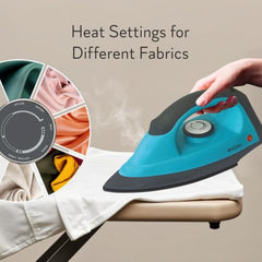 Baltra Casual 750 Watts Dry Iron | Non Stick Coated Soleplate | Light Weight | Adjustable Temperature Control | Cotton Braided Swivel Cord | Press Iron for Clothes | 2 Years Warranty