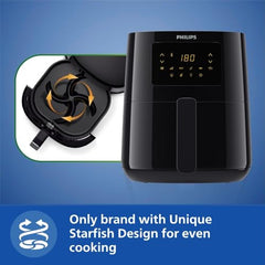 PHILIPS Digital Airfryer HD9252/90, Touch Panel, 4.1L, 100% Food Safe | with RapidAir Technology,with additional 1 Yr Warranty by Philips, 7 Pre-set Menu (Black)
