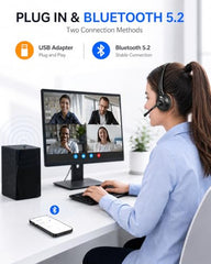TECKNET Bluetooth Headset, Wireless On-Ear Headphones with Noise Cancelling Microphone, HS004, Black & White