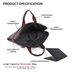 ADISA Laptop Bag for Men - Faux Leather Office Messenger Briefcase with Laptop Compartment for Work, Business, Corporate & Professional Use (LB6050)