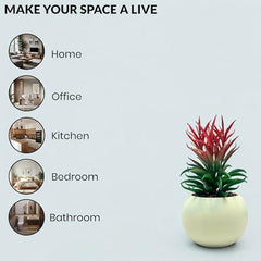 SKYGREEN Luxury Artificial Green Bonsai Tree with Stylish Decorative Pot for Modern Home, Office Desk & Shelf Decor | (BN-104)