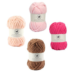 NESTNHAVEN , Plush & Cuddly Sets 2.0 , Chenille Yarn Supersoft Hand Knitting Wool Ball, set of 4 , 400 grams (1 Ball/100 Gram Each) Suitable for Craft, Babywear, Toys , Baby Blankets , 5 Bulky, Shades - NNHS 2.0 (Set 26 baby Pink , lilac , hot pink…