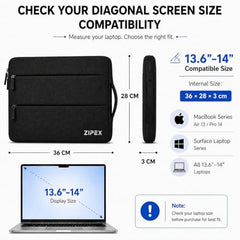 360 Protective 16 Inch Laptop Sleeve Case & Charger Pouch with 2 Front Pockets & Carry Handle | Compatible with 15-16 inch HP, DELL, Asus, Mackbook Devices | Water-Resistant | Blue