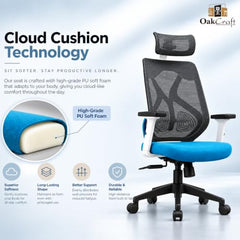 Oakcraft Hurricane Premium Ergonomic Office Chair | Dynamic 2D Lumbar Support | High-Back Executive Chair for Office, Home & Workstation