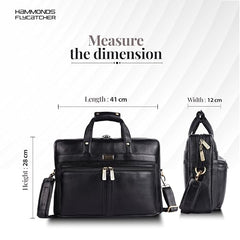Hammonds Flycatcher Genuine Leather 15.6 Inch Laptop Office Bag for Men | 15.6” Padded Laptop Sleeve| 3 Zip Pockets| Detachable & Adjustable Strap| Pen,Wallet & Mobile Pocket |Durable|1 Year Warranty