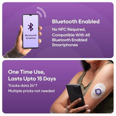 Sugar.fit CGM Blood Glucose Monitor Device, No Prick, 30 Days + Free Coach (Pack of 2)