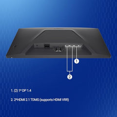 Dell SE2725HG 27" FHD IPS Gaming Monitor, 200Hz Refresh, 3side narrow bezels, 1ms GtG, AMD FreeSync Premium, HDR 10, 300nits, 1000:1 Contrast, 99% Srgb, Tilt, 2*HDMI 2.1 TDMS(supports HDMI VRR),DP 1.4