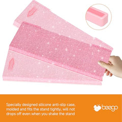 Beego Ergonomic Computer Keyboard Stand Holder Clear Acrylic Keyboard Riser Tilted Keyboard Holder Keyboard Tray with Lightpink Non-Slip Strip for Easy Typing at Home School Office Desk Accessories