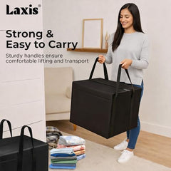 LAXIS 2 Pack 85 L Multi-Purpose Underbed Storage Box | Clothing Storage Organiser | Toy Storage Organiser | Heavy Duty Storage Boxes for Linen Sheets, Blanket, Clothing (Black,51x36.8 x40.5 cm)