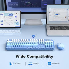 MOFII Wireless Keyboard and Mouse Combo, Full Size, 2.4GHz, Windows, Purple