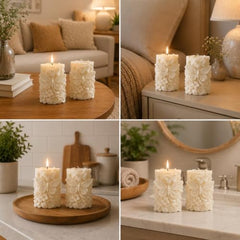 Decorative Fragrance Candle with Raised 3D Ivory Swirl Pillar Artwork | Long Burning Scented Candle for Home Décor, Living Room, Bedroom, Meditation Space, Table Decoration & Gift