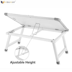 Eduway Multipurpose White Board Study Laptop Table for Student | with Adjustable Height Bed Table for Kids | Portable Laptop Table for Home, Office & Presentation | Include with 1 Marker & 1 Duster