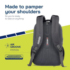 American Tourister Martt+ 01 | 28L Backpack | 17" Laptop Bag | 3.5 Compartments | Office & College Backpack for Men and Women | Rain Cover Included | Grey | 1 Year Global Warranty
