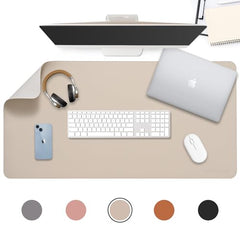 AROPANA Anti-Slip Extended Mouse Pad 90x45cm | PU Vegan Leather Desk Mat | Large Computer Desk Protector Pad with Suede Base for Keyboard, Laptop, Office & Home (Grey)