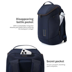 MOKOBARA Transit Backpack | Fits Laptop Up To 16 Inch, 30L Capacity, Water-Resistant Polyester, Vegan Leather Trims | Money Moves, Black