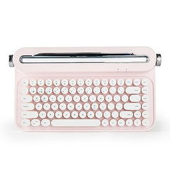 YUNZII ACTTO B303 Wireless Typewriter Keyboard, Retro Bluetooth Aesthetic Keyboard with Integrated Stand for Multi-Device (B303, Midnight)
