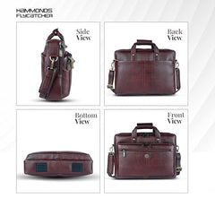 Hammonds Flycatcher Genuine Leather 15.6 Inch Laptop Office Bag for Men | 15.6” Padded Laptop Sleeve| 3 Zip Pockets| Detachable & Adjustable Strap| Pen,Wallet & Mobile Pocket |Durable|1 Year Warranty