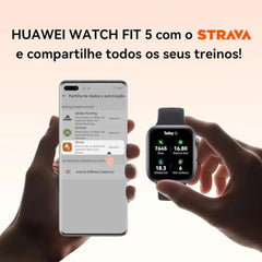 Huawei Watch FIT 5 Smart Watch, 43mm FullView Display, iOS & Android, up to 10 Days Battery Life, Sleep & Health Monitor, Heart Rate Monitor, SpO2, GPS, Mini Work-Out, Black