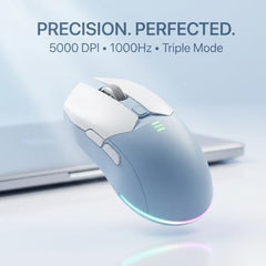 Offbeat Ivy Blutooth 5.2 + 2.4Ghz Wireless Gaming Mouse | Triple Device connectivity | 5000 DPI 1000 hz pollinng Rate 6D Button | 600 mAh Battery 100 Hours Playtime | Silent Click (Black)
