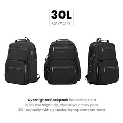 ICON The Overnighter Laptop Backpack 30L | Durable Oxford Fabric, Fits 15.6" Laptops | USB Charging Port, Luggage Sleeve | Water-Resistant, Multipurpose Unisex Bag for Short Trips - Blue.