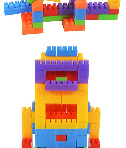 Syga 100 Pcs Toy Building Bricks Educational Game Blocks Kit for Age 3+ Children (Transparent Bag)