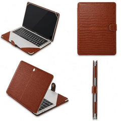 Flausen Croco Laptop Cover for Hp Omnibook 5 16 Inch, Brown (RE-33)