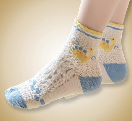 SYGA 5 Pairs Baby Girl & Baby Boy Socks, Toddlers Infant Cotton Stretch Crew Socks with Dianasor Design, Suitable for 3 to 5 years baby