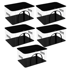 Kuber Industries Pack of 3 PVC Transparent Underbed Storage Bag | Multi-Purpose Garments Bag for Clothes-Toy | Wardrobe Bag with Handle | U Zip | Black