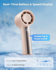 Gaiatop Small Handheld Personal Fan, Powerful High Speed Turbo Cooling, 4000mAh USB Rechargeable Battery Powered Mini Portable Fan for Travel, Outdoor Essentials, Summer Gifts for Women Girls, Pink