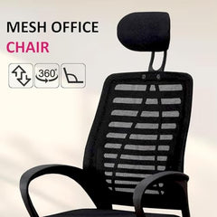 Casa Copenhagen Mesh Mid Back Office/Study/Computer/Revolving/Desk Chair for Work from Home -Metal Base, Height Adjustable Seat - Grey Milange & Black Handle